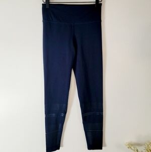 Lilybod Navy Blue Black Honeycomb And Stripes Accent Athletic Women's Legging S